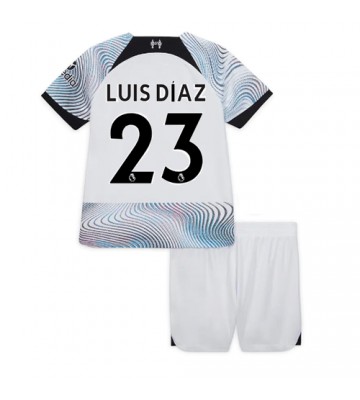 Liverpool Luis Diaz #23 Bortedraktsett Barn 2022-23 Kortermet (+ Korte bukser)